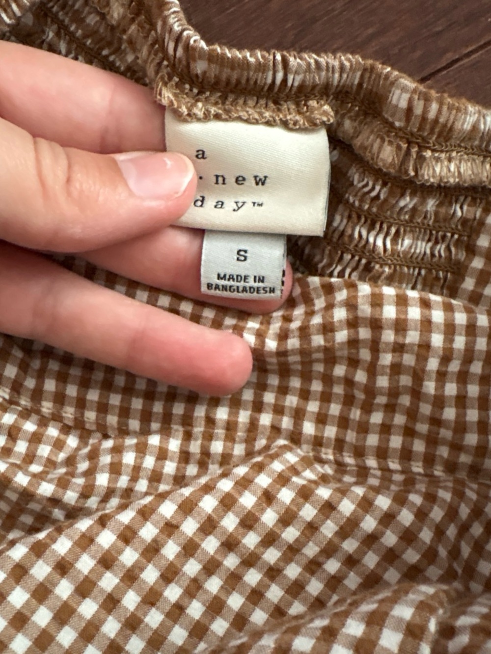 a new day Beige Gingham Sundress with Ruffle Top - Picture 3 of 5